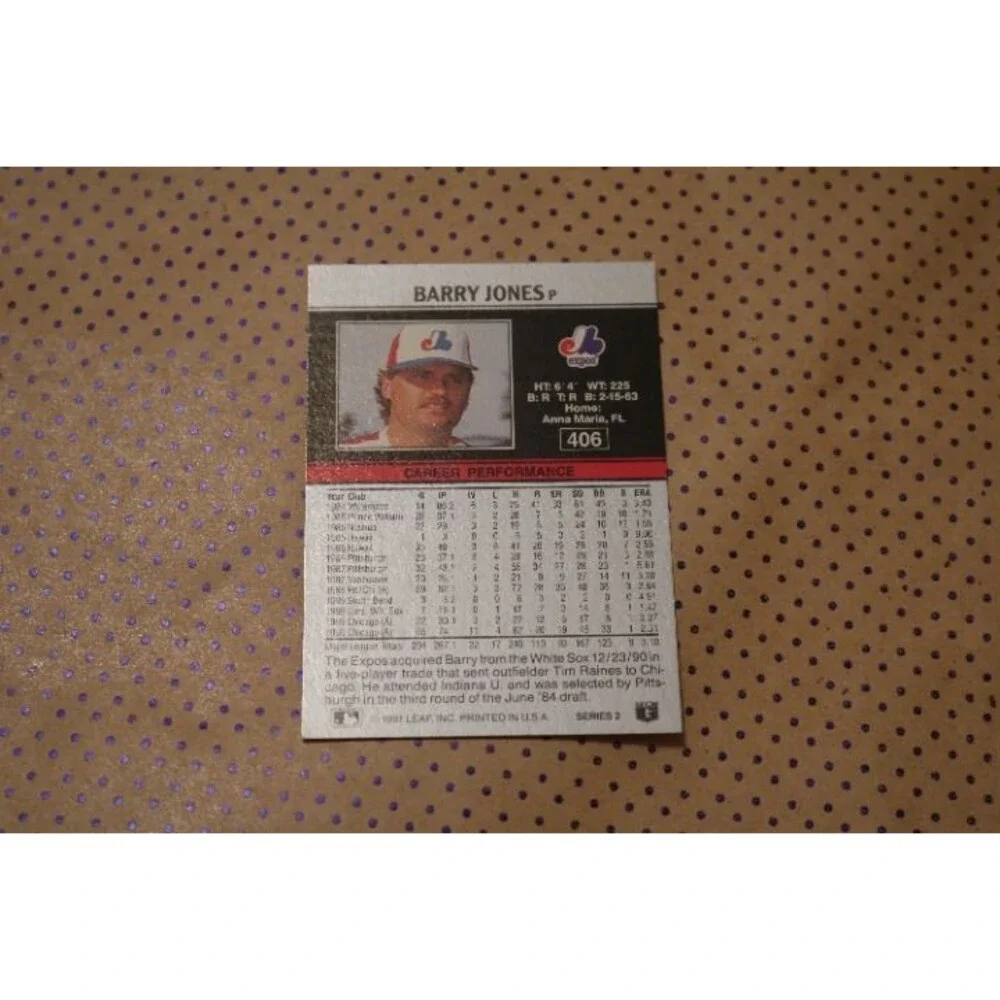 Barry Jones #406 Baseball Card (1991)